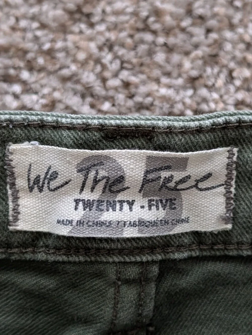 Free People Womens Army Green Avery Raw Hem Denim Bermuda Shorts Size 25